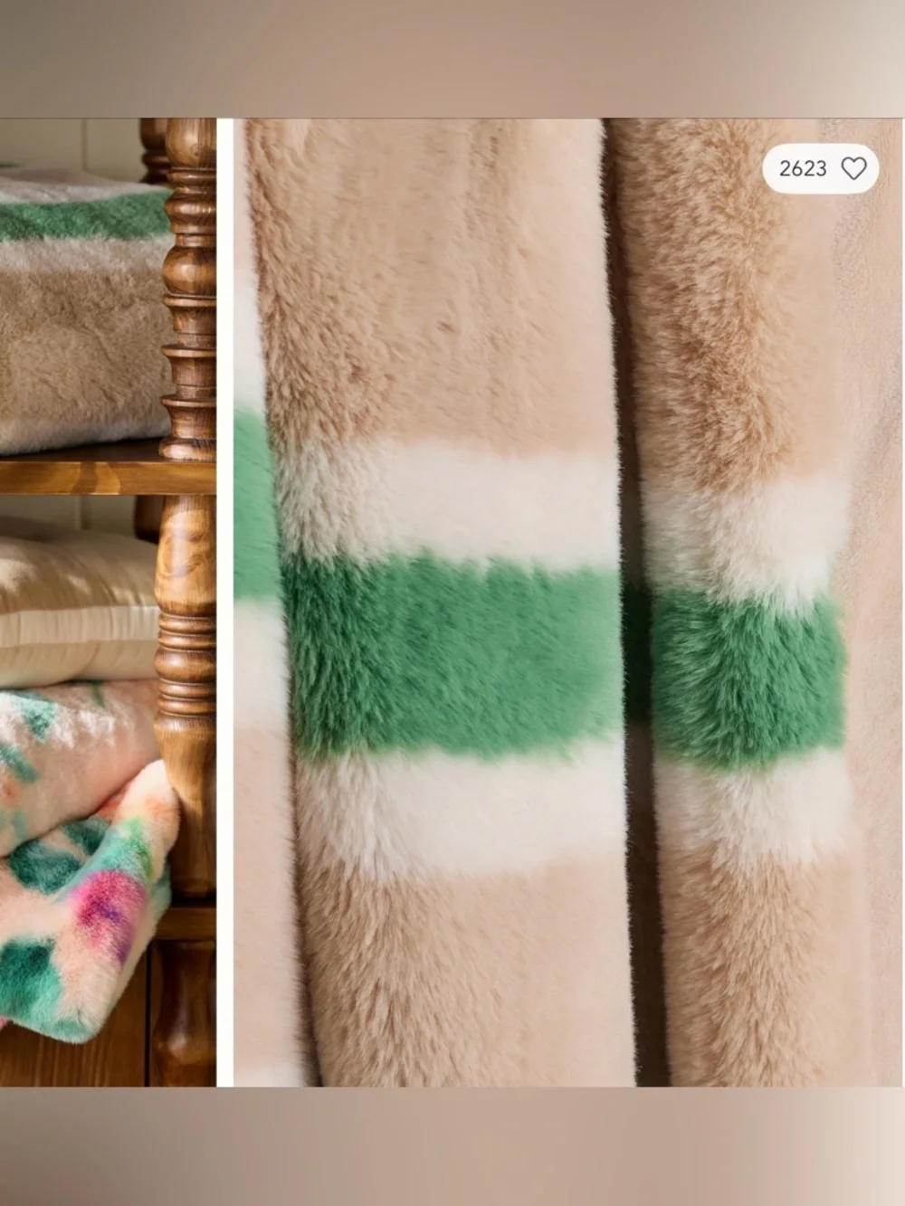 Anthropologie Maeve Printed Faux Fur Throw Blanket, NIP